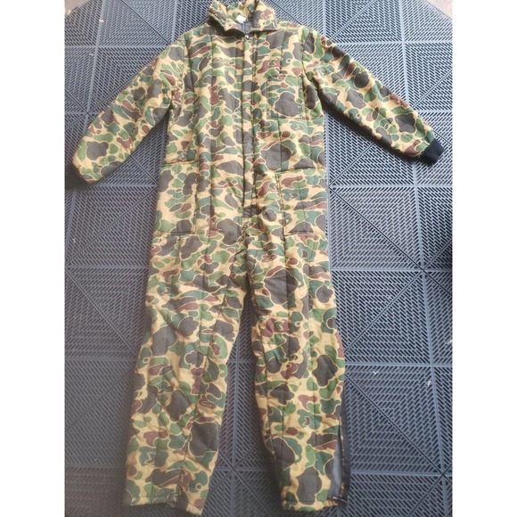 Vintage Duck Hunting Camo Coveralls Overalls Insulated Made In USA large - Picture 3 of 5